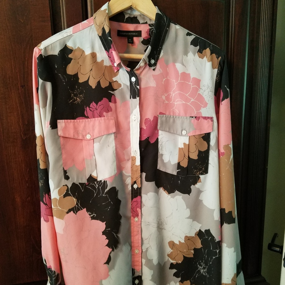 Silky long sleeved blouse by Banana Republic.